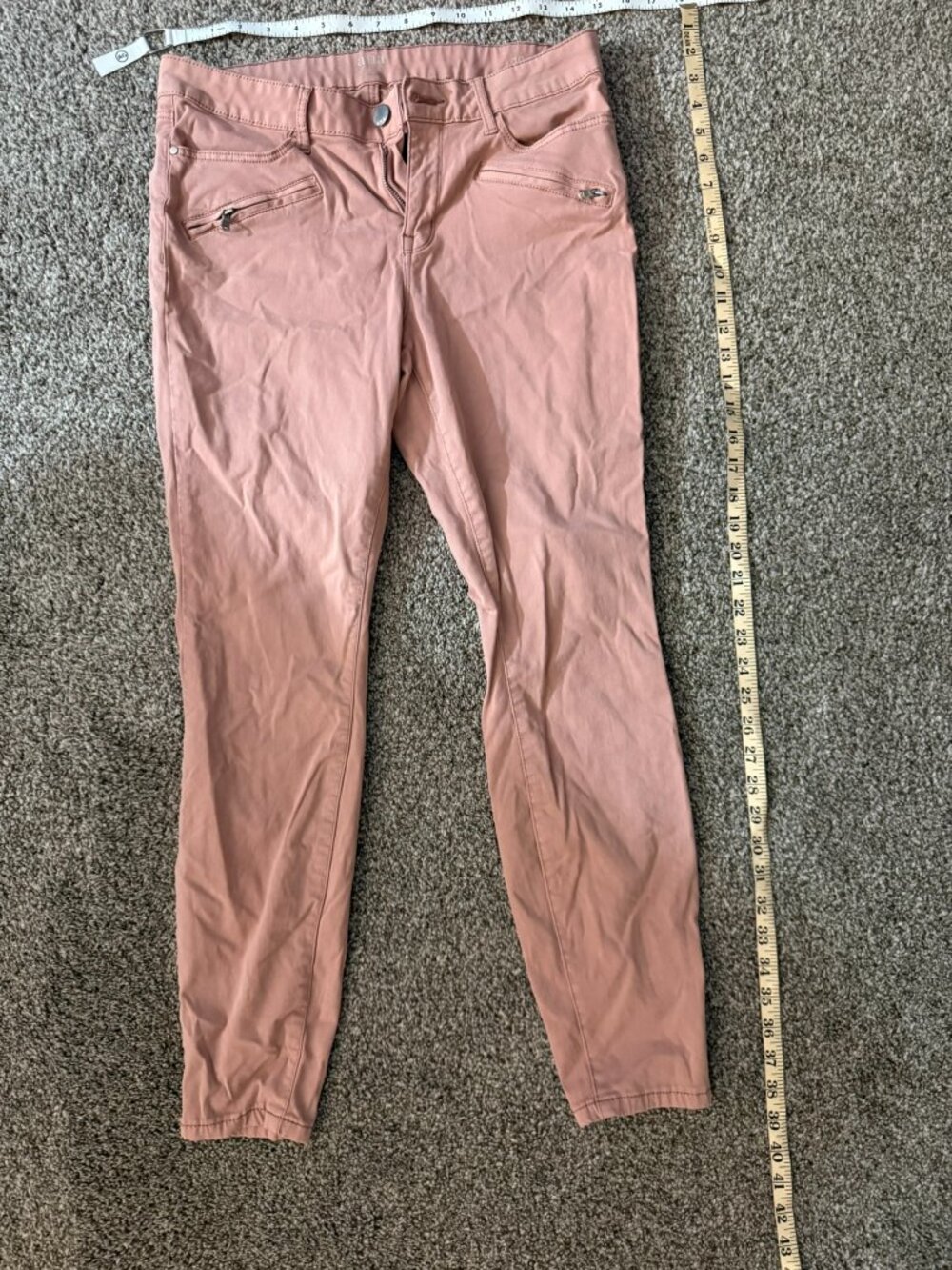 a.n.a Womens Size 10 Pink Jeggings Moto Zipper Stretch Skinny Pants Dusty Rose